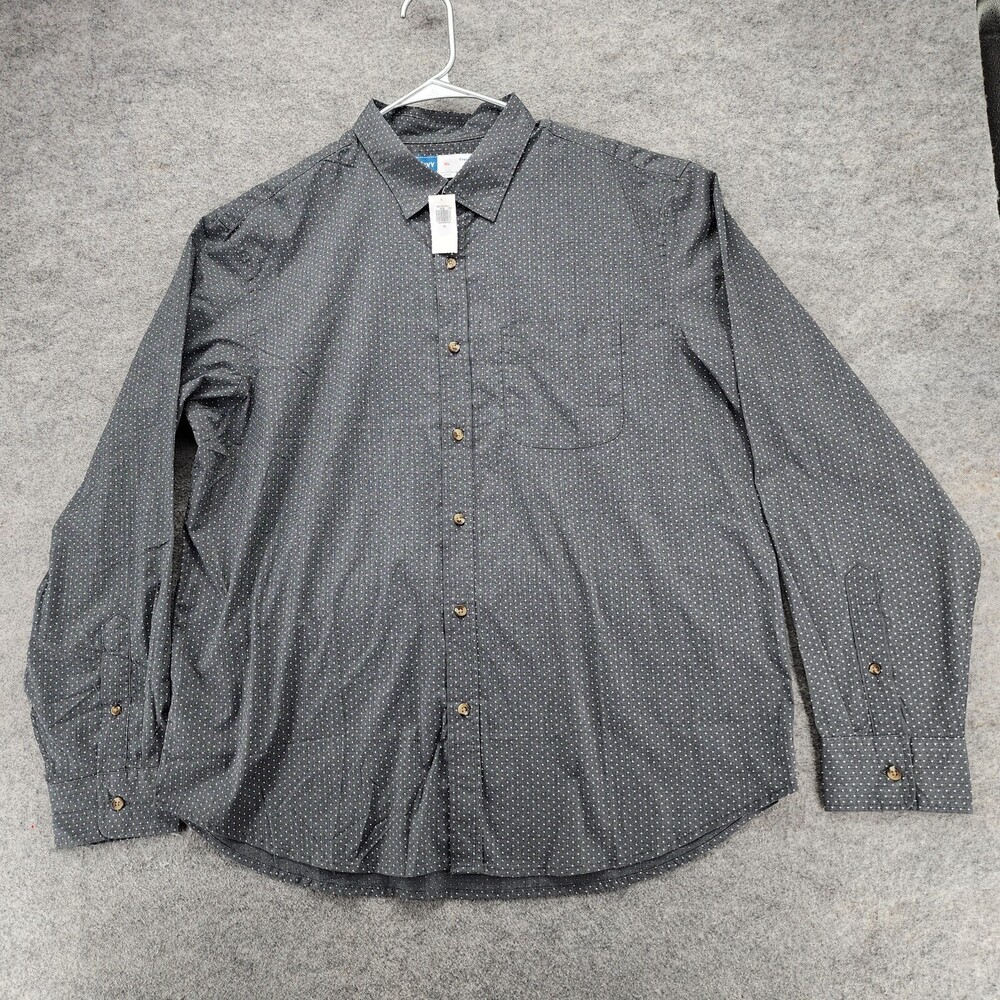 Old Navy Shirt Mens XL Everyday Button Up Long Sleeve Gray Polka Dot